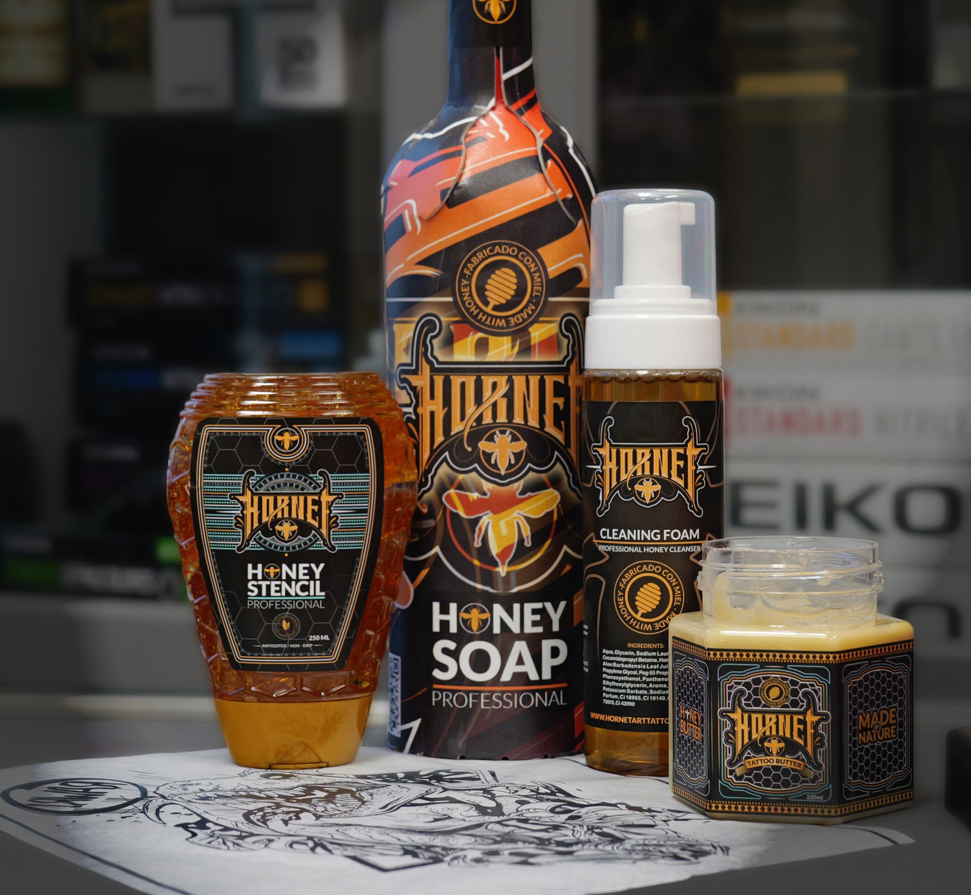 Hornet Stencil - Honey Soap and Cleaning foam