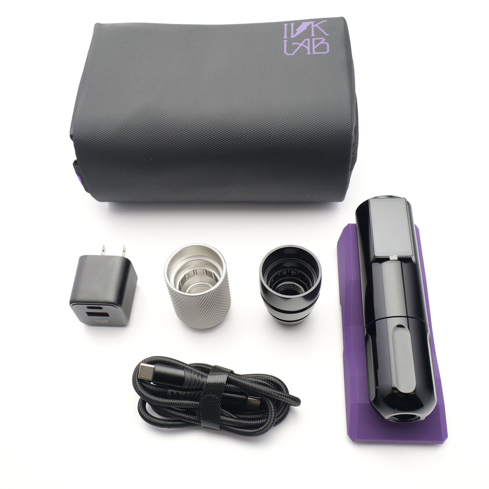  INKLAB T7 MAX Tattoo Pen Whats in the box flatlay - Eikon Device - Tattoo Supplies - Canada's Tattoo Supply Store